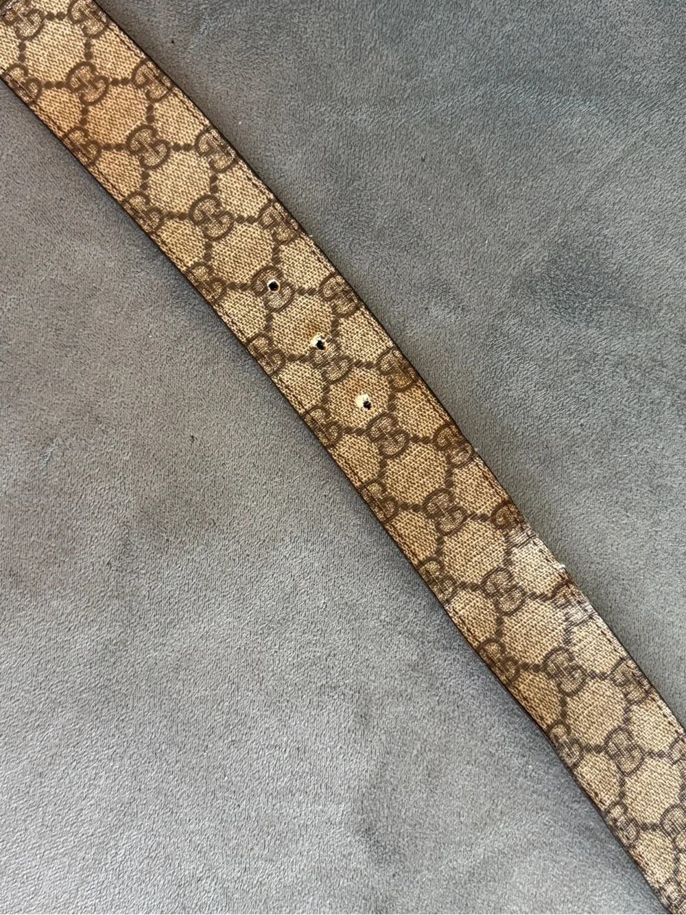 Men’s Gucci GG Supreme Belt with Double G Buckle - Beige/Brown, Size 38
